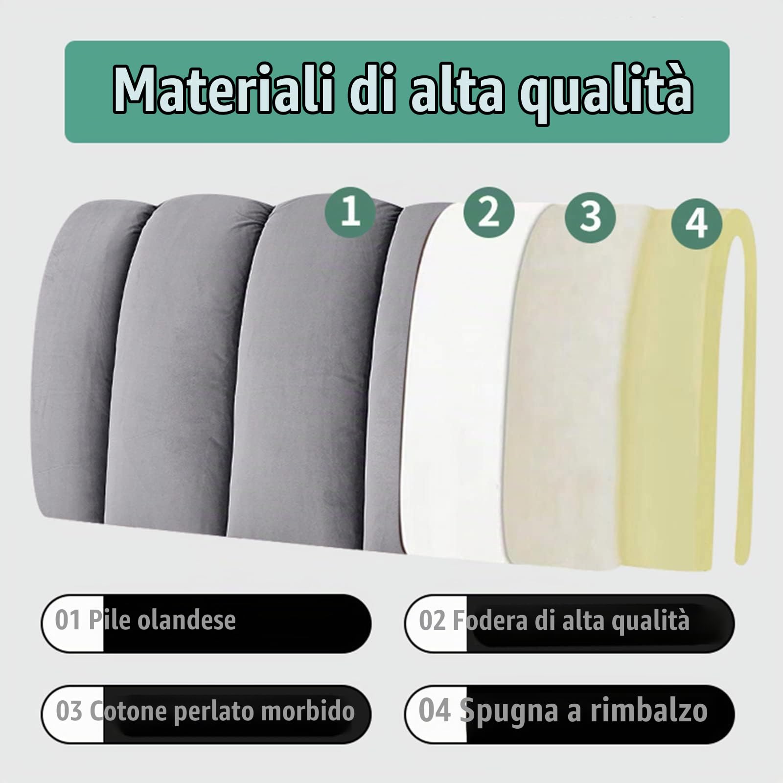 Cuscini Testiera ​Letto Matrimoniale Imbottita, Rimovibile E Lavabile Copri Testiera, Cuscini per Testata Letto Anti-Collisione,180 * 60cm,Brown