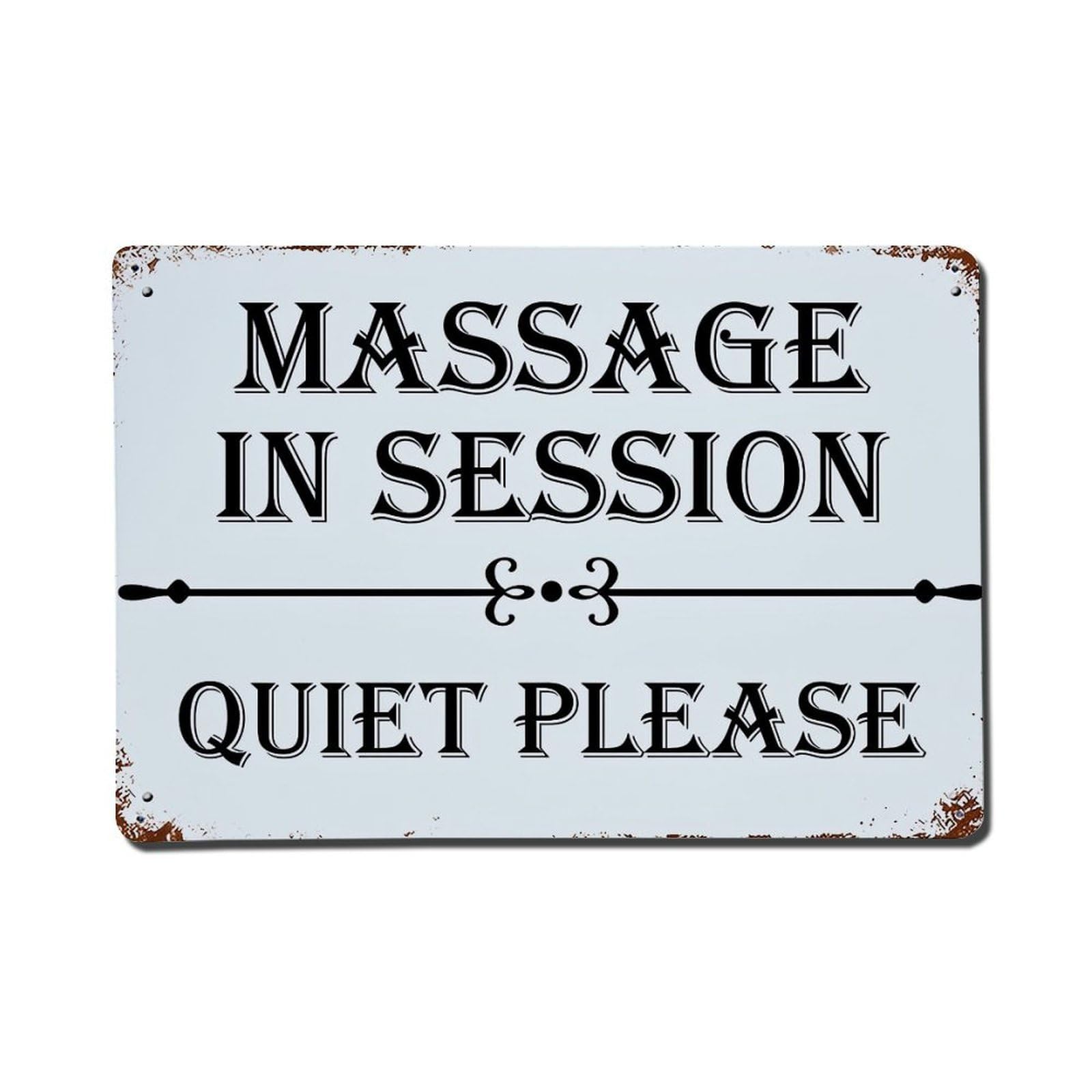 Massage In Session Quiet Please Retro Metal Tin Sign, Vintage Decor Art Poster for Bar, Home, Man Cave, Kitchen, Laundry Room Gift 8x12Inch