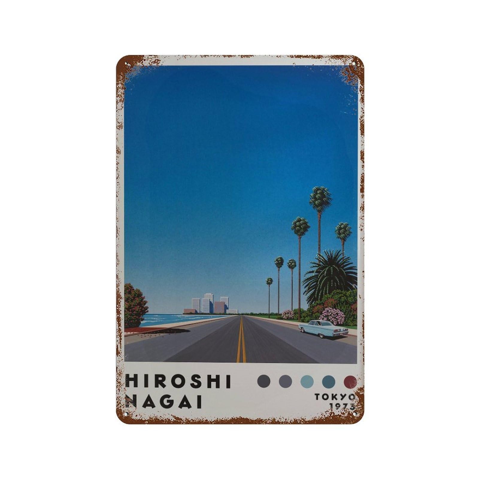 xiaoxiaoshen Hiroshi Nagai Japanese Minimalist Modern Home Decor. Vaporwave City Pop Wall Decor Art Metal Tin Poster Modern Home Decor Art Home Bar Shop Decorations Vintage Sign 30x20cm