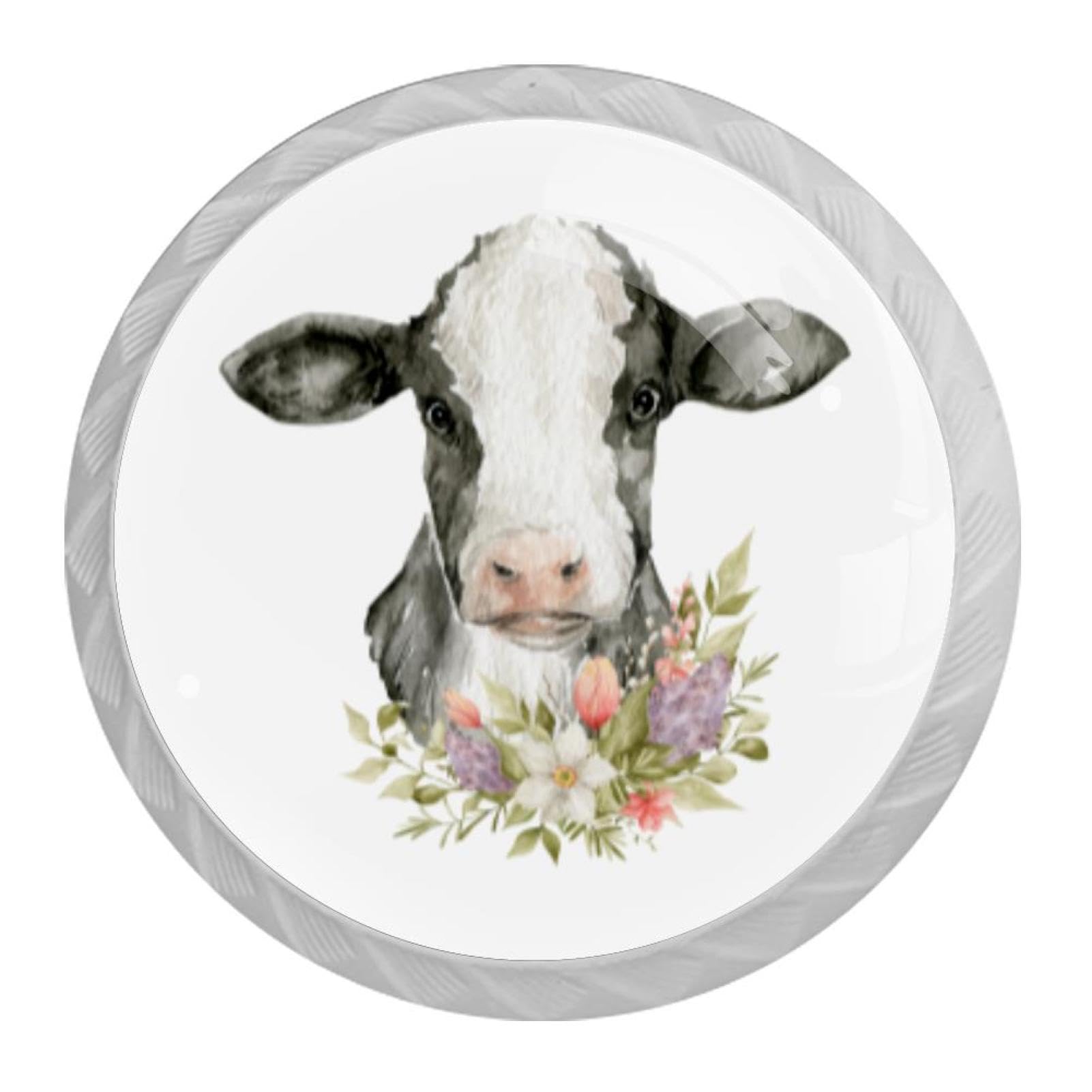 Tqmspg Multi17 4 Pieces Drawer Pulls Animal Cow Door Knobs Dresser Handles For Kitchen Wardrobe Cupboard Hardware Furniture