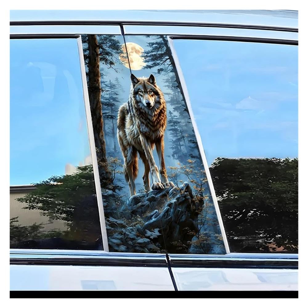 Body Parts 2pcs Car Door Pillar Decoration Sticker Moonlit Wolf Scratch Protection