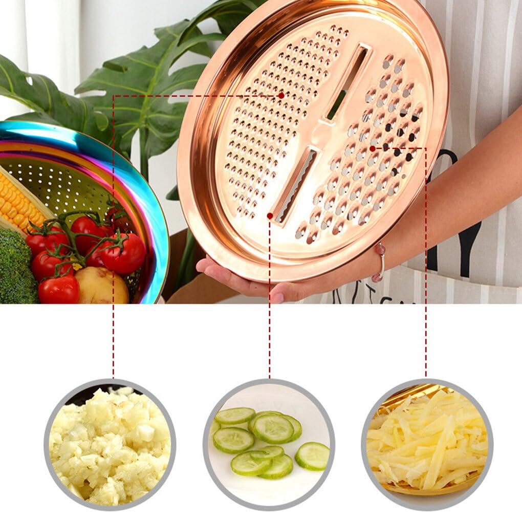Colino con Ciotola Ampia Applicazione per Vari scopi in Cucina Acciaio Inossidabile Resistente e alla Moda Facile da Usare, Fantasia Rossa