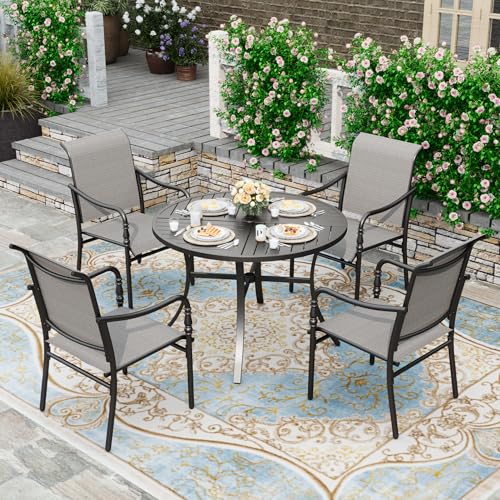 HERA'S HOUSE Outdoor Dining Table and Chairs Set for 4 - Grey Patio ...