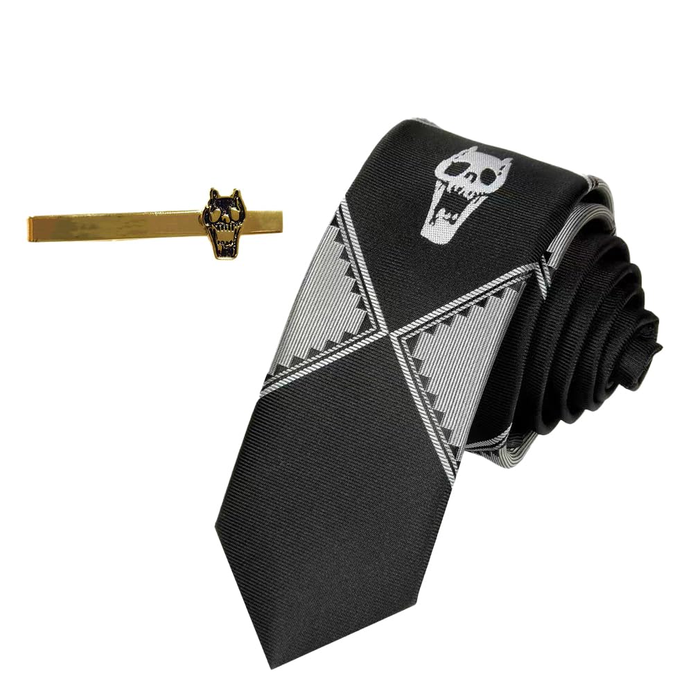 DJMANMENGG Kira Yoshikage Cospaly Tie Anime JJBA Merch Tie For Unisex Tie Clip (Zipper style