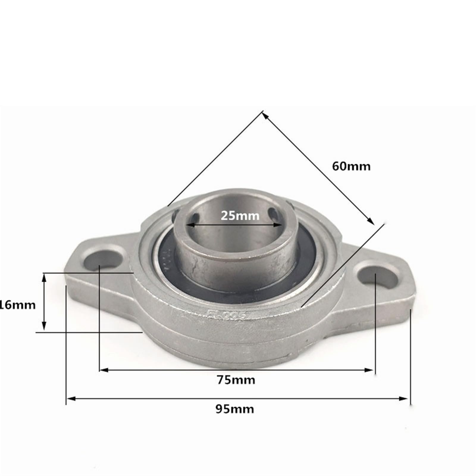 MIELEU Mounted Bearing 2 Pezzi KFL005 Cuscinetto autoallineante con alloggiamento in ghisa Montato da 25 mm for Ball Bearing Skate Bearings