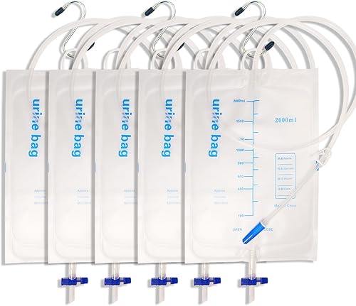 Miniatura 8 de Bolsas de drenaje urinario, 67.6 fl oz, tubo extra grande de longitud extra, bolsas de drenaje médico de emergencia unisex, válvula antirreflujo,