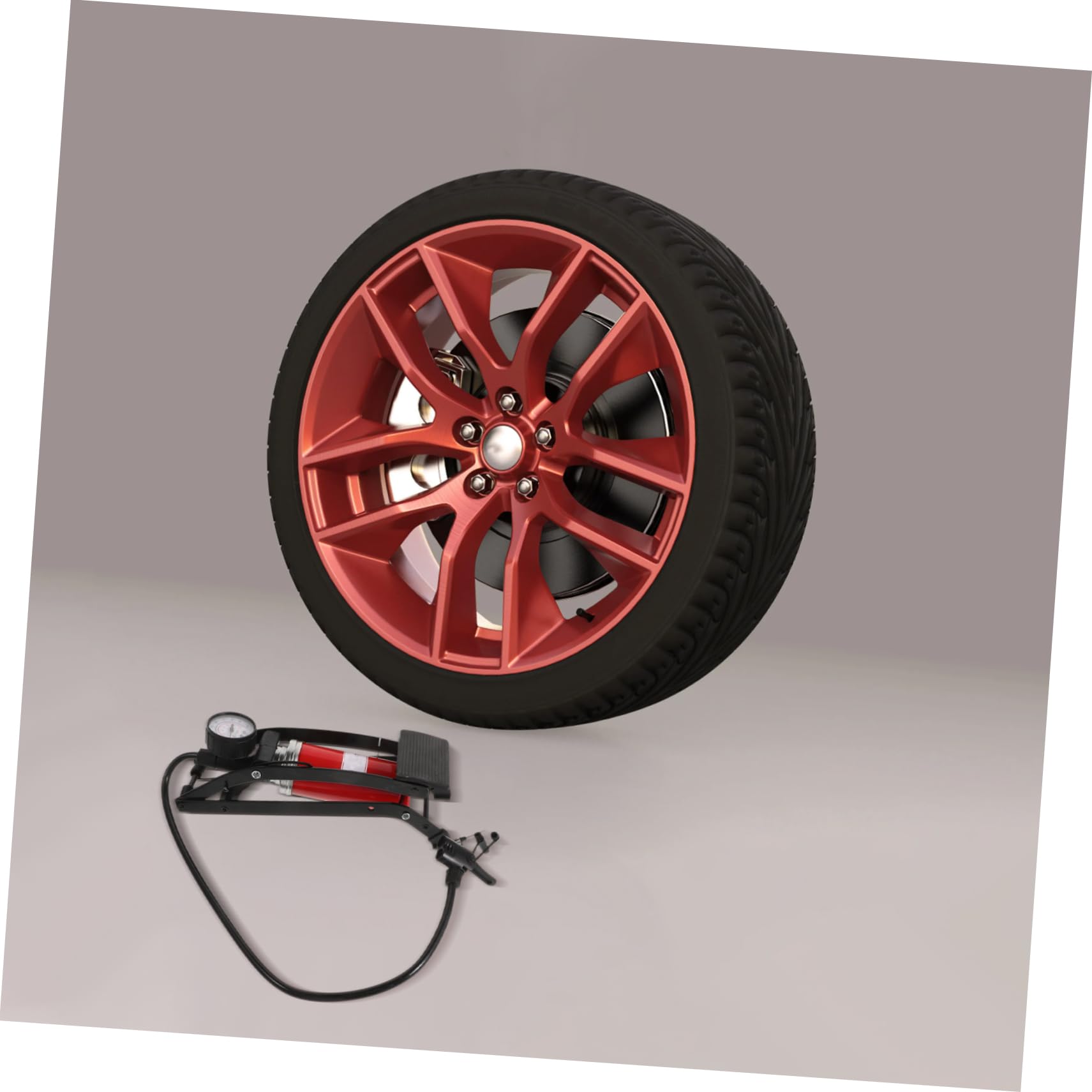 ULTECHNOVO Bomba de Pie Adecuado para Uso Portátil y Duradero Barómetro para Neumáticos de Coche para Inflar Ruedas y Balones Inflador de Alta Presión Metálico