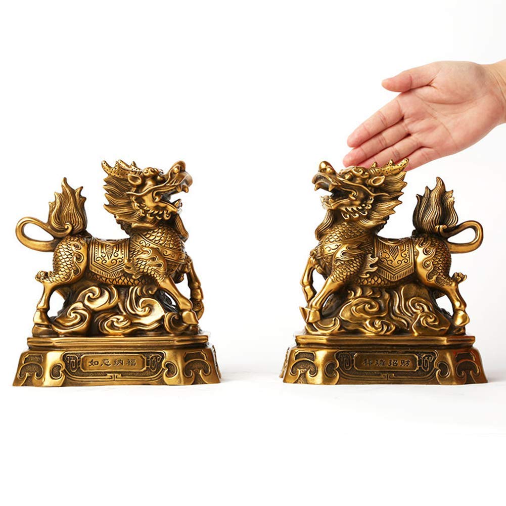 SnamicE brass statue figurine ornament chi lin/kylin sculpture wealth prosperity home decoration, best housewarming congratulatory gift,b,U-A