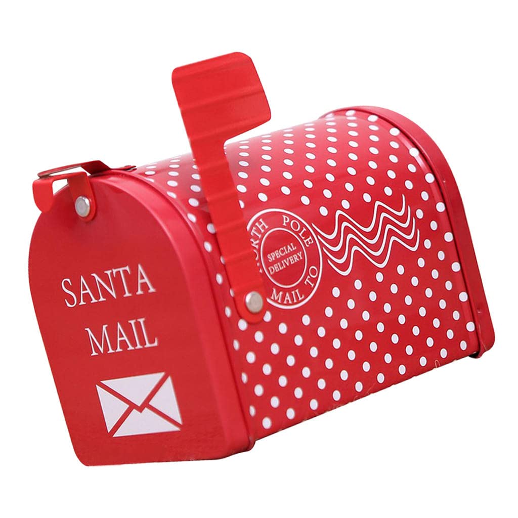 Baoblaze Navidad Santa Claus Buzón Cubierta Vacaciones Invierno Rojo Poinsettia Buzón Postal - Lunares, tal como se describe
