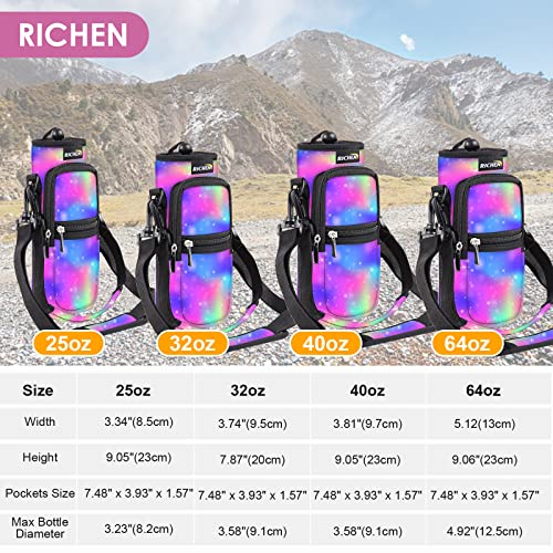 Image of RICHEN Neoprene Water Bottle Carrier Bag with Adjustable Shoulder Strap,Insulated Water Bottle Cover for Stainless Steel /Glass /Plastic Bottles