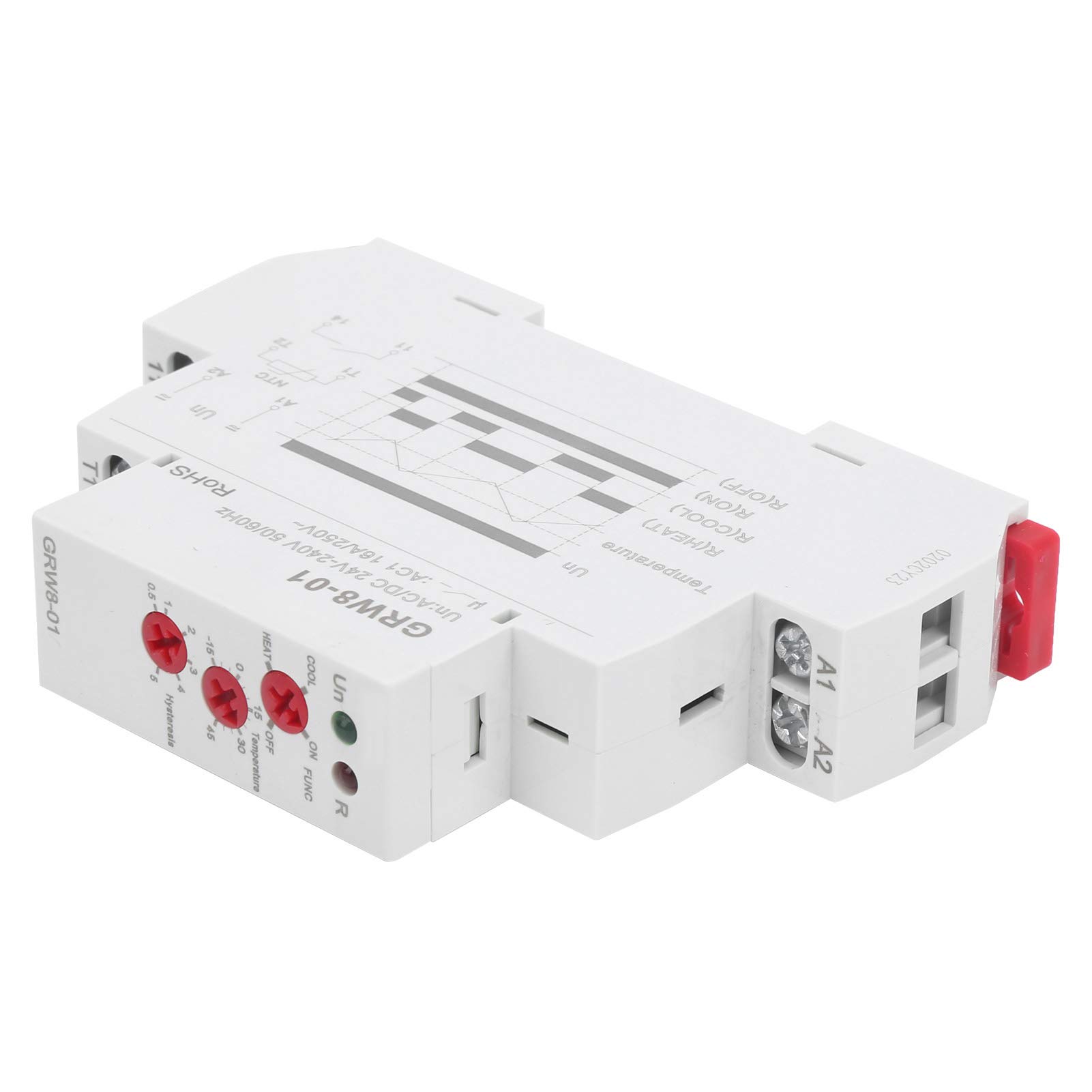 Relé de control de temperatura GRW8-01, monitoreo de alta y baja temperatura ajustable para sistemas HVAC, AC/DC 24 V-240 V, pantalla LED, 1 unidad