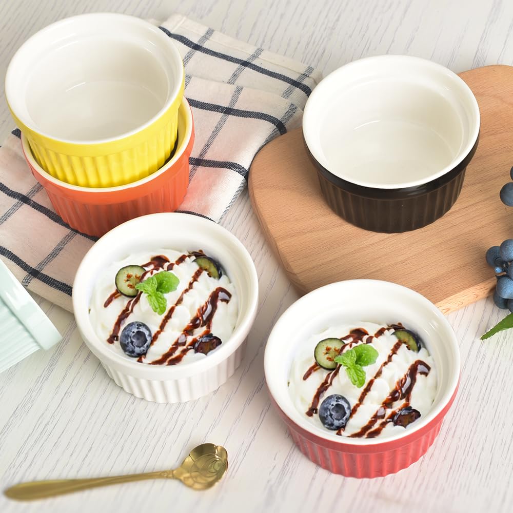 Keramische Ramekins - Soufflé en Pudding - Set van 6 - Porselein | bol