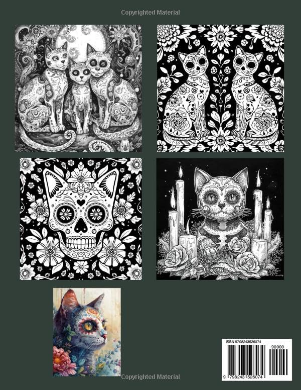 Sweet Sugar Skull Cats Coloring Book for Adults: Fun, Calming Sugar Skull Cats for Relaxation, Anxiety and Stress Relief image 3