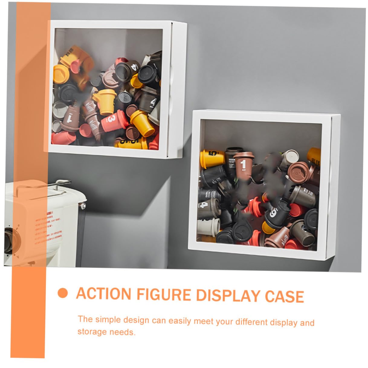 Expositor Transparente para Pared, Caja Organizadora de Juguetes en Color Blanco, Vitrina para Figuras de Colección, Estuche Almacenamiento para Manualidades y Objetos