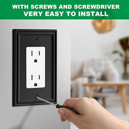 Miniatura 5 de Placa decorativa moderna negra para interruptor de luz, cubierta de interruptor de luz, placas de interruptor basculante, placas de pared de fibra