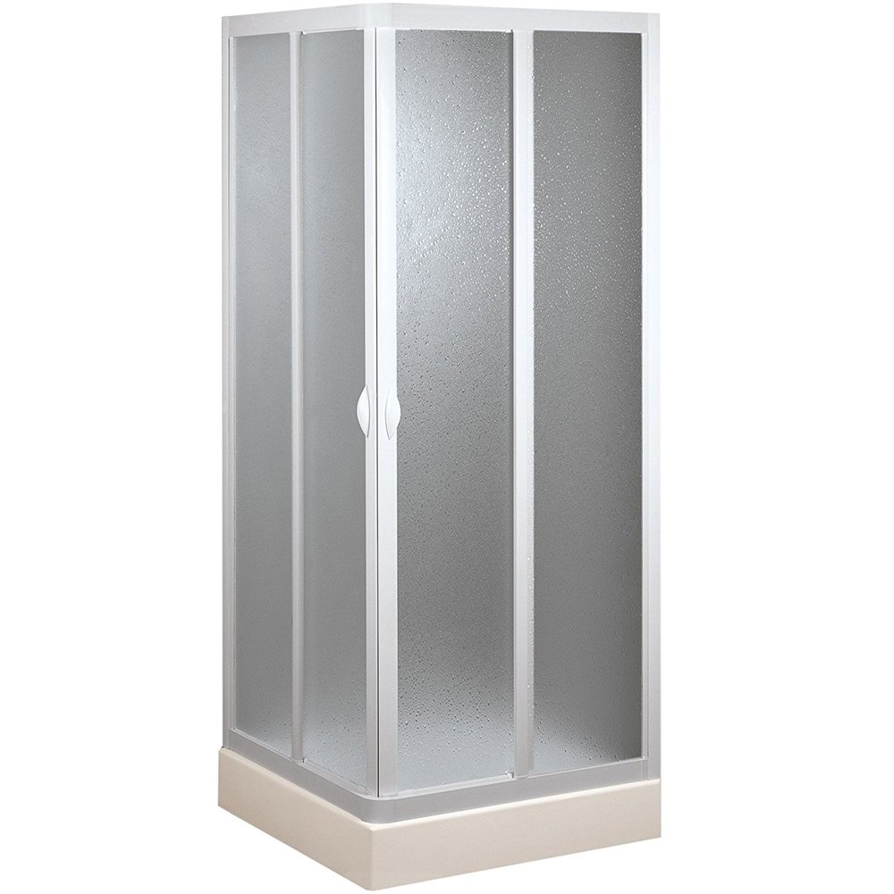 Forte: Box doccia Smart angolare in PVC-Acrilico, Anticalcare, Riducibile, Chiusura Magnetica, Kit completo, 80L x 80P x 185H, Bianco