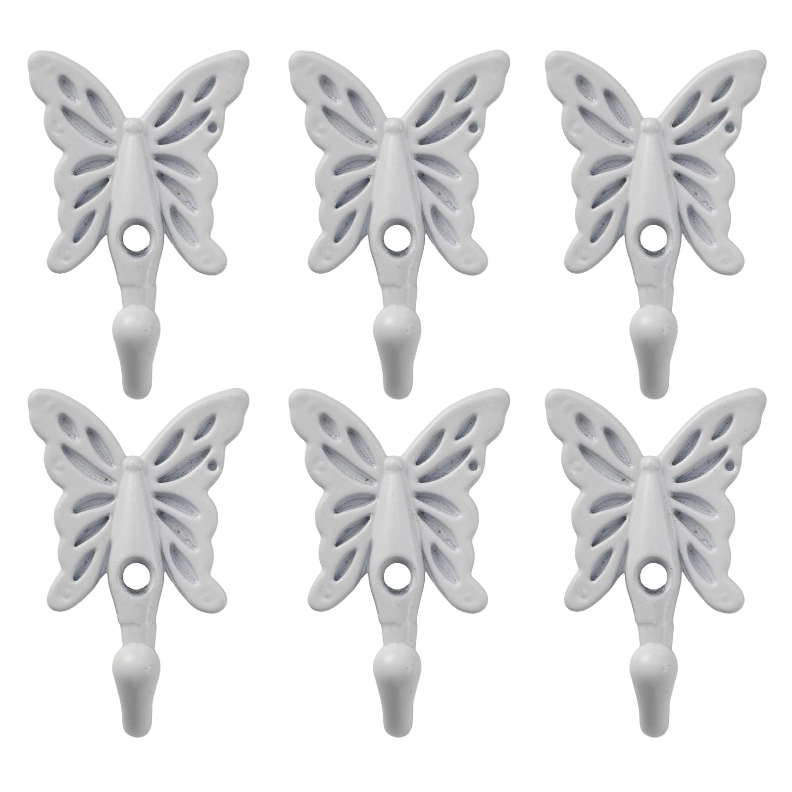 Oxxggkao 6Pcs / Pack Artistic Butterfly Wall Hooks Space Saving Storage Rack Metal Hanger for Home Organization Old Butterfly Hook
