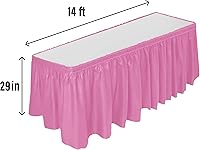 Vista 2 de DecorRack Paquete de 2 faldones de mesa, 29 pulgadas x 14 pies cada uno, sin bisfenol A, de plástico, desechables, reutilizables, rectangulares