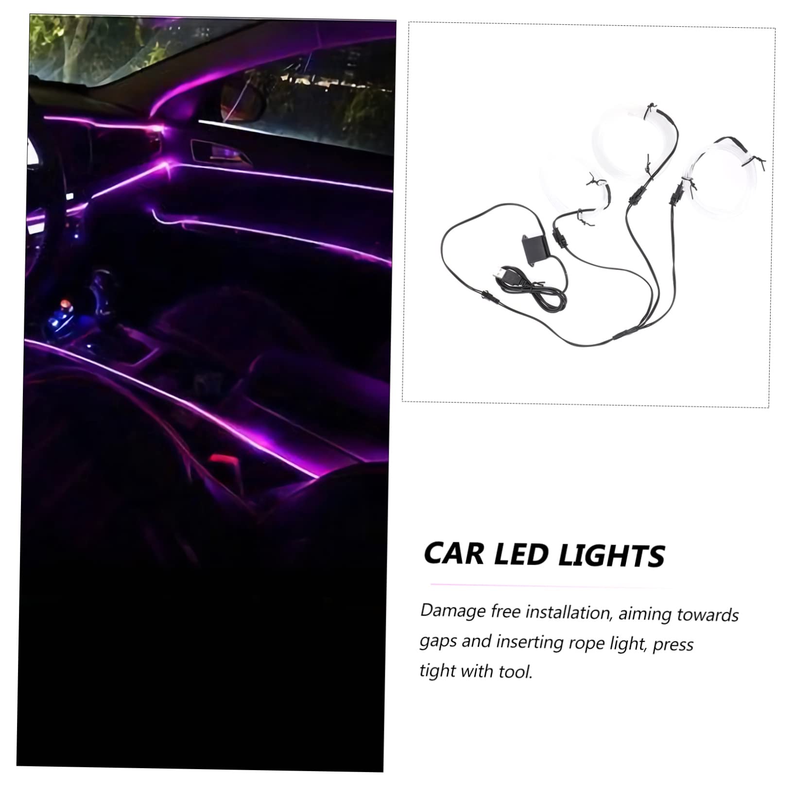 TOPBATHY 3 Pezzi Illuminazione Ambientale per Auto LED Luci per Interni Regolabili Confezione da USB Atmosfera Romantica e Colorata Durante Guida Notturna