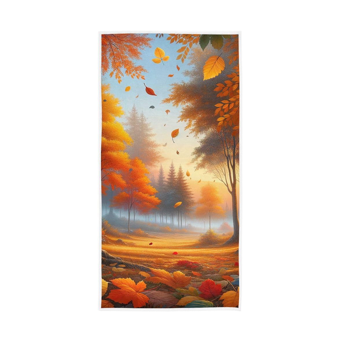 HUYGD Fall Trees Leaves Hand Towels, 15 x 30 Inches, Soft Highly Absorbent Towels for Bathroom Gym Hotel
