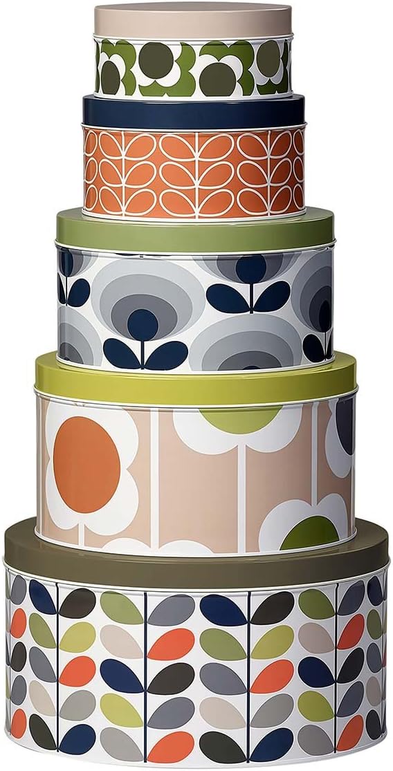 Orla Kiely Assorted Prints-Set of 5 Cake Storage Tins, mixed, Multi