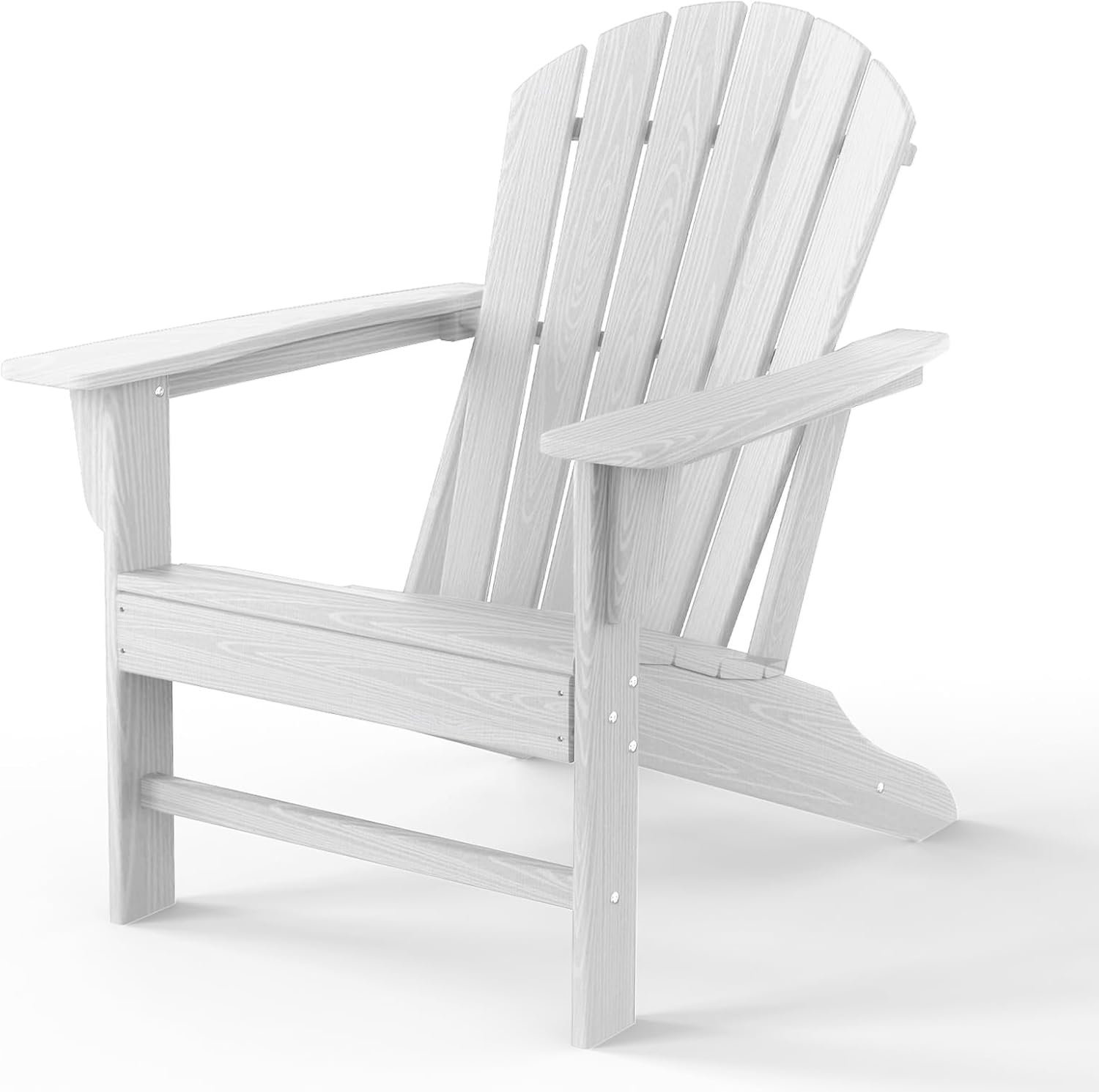 Farmhouse Adirondack Chair Wood Texture, Poly Lumber Patio Chairs, Pre-Assembled Weather Resistant Outdoor Chairs for Pool, Deck, Backyard, Garden, Fire Pit Seating, Black