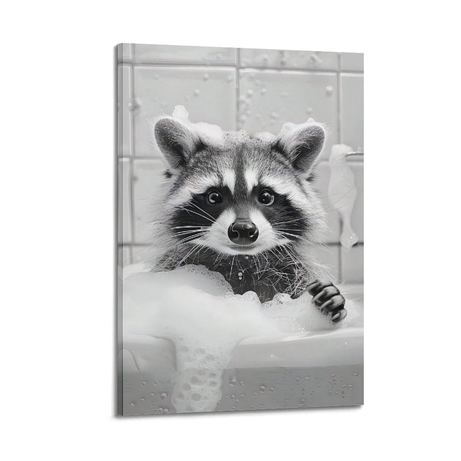 ESTE Funny Raccoon Bathroom Bathtub Poster Decorative Painting Canvas Modern Art Picture 24x36inch(60x90cm)