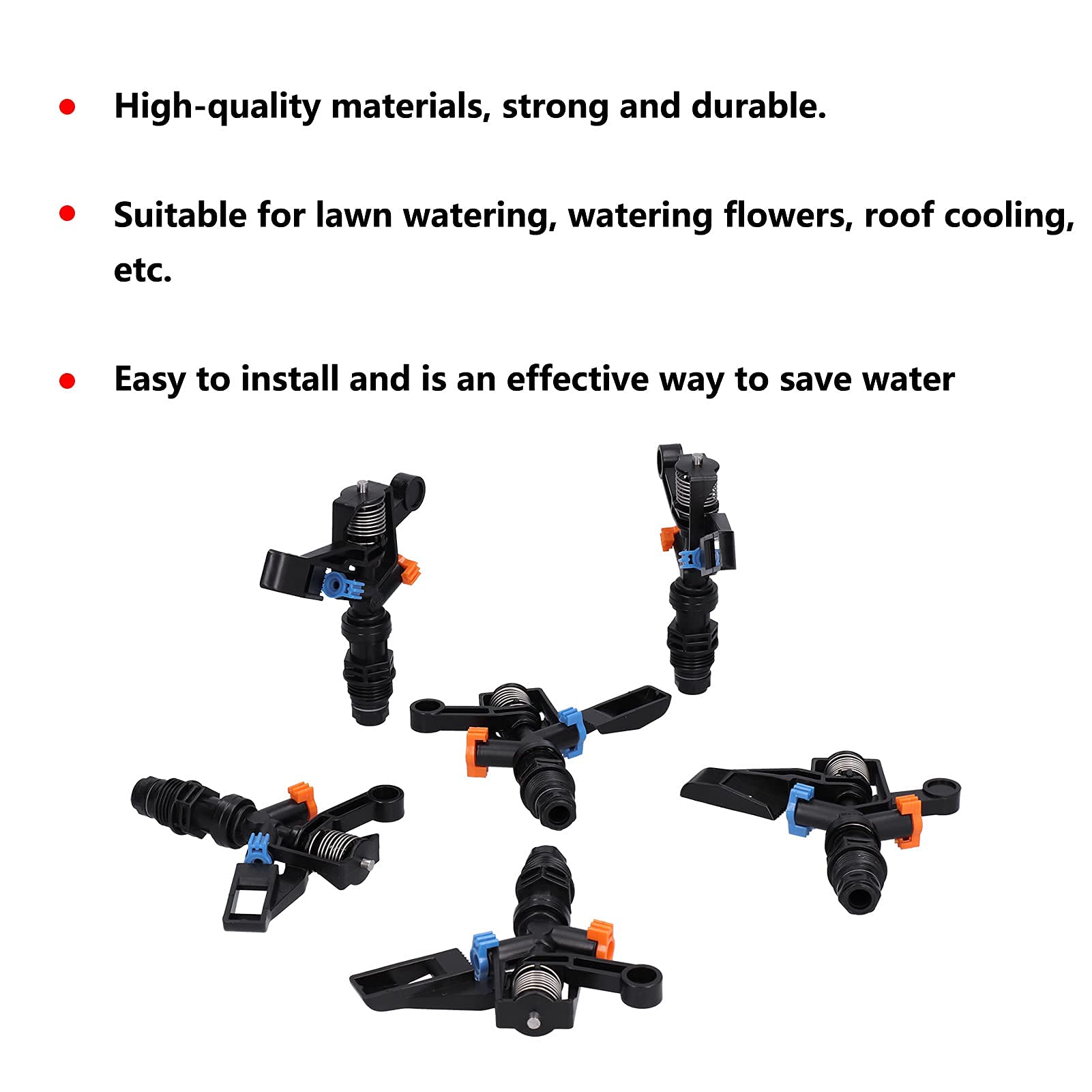 Aspersor de jardín, 10 aspersores de césped giratorios de 360 grados G1/2 con rosca macho, sistema de riego de patio para una gran cobertura de área