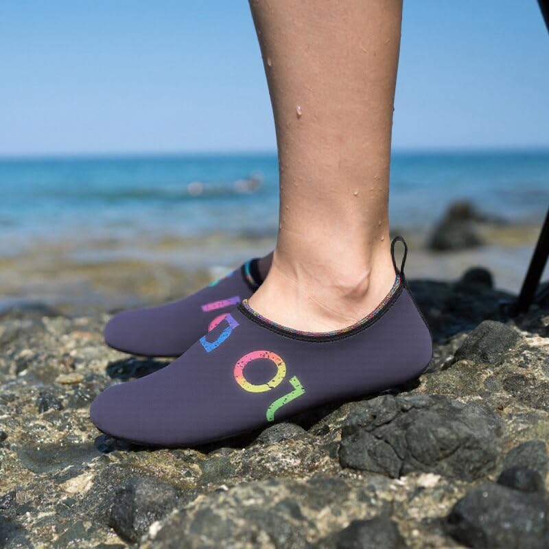 Mens Womens Water Shoes Quick Dry Barefoot Shoes Non-Slip Aqua Socks for Beach Swim Black Color2