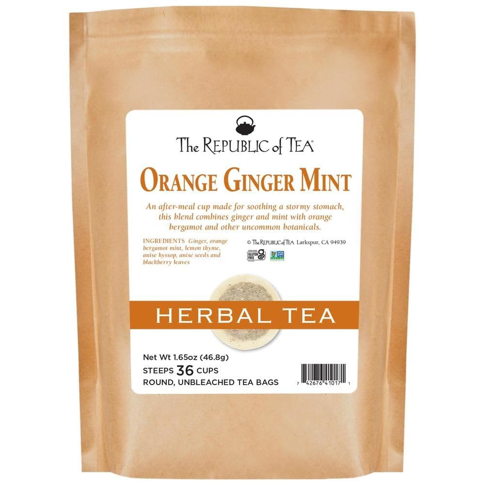 The Republic of Tea - Orange Ginger Mint Tea, 36 Tea Bags Caffeine-Free Gourmet Herbal Tea