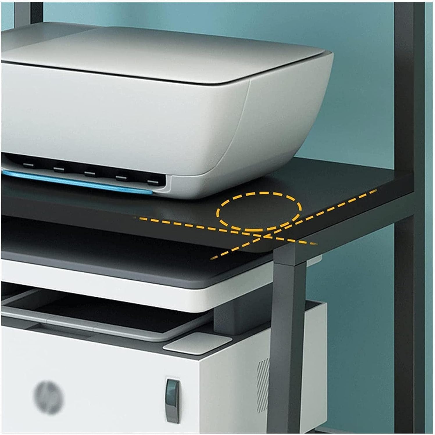 Soporte de madera para impresora, carrito móvil de 3 niveles con ruedas para almacenamiento de oficina en casa, perfecto para trituradoras de papel, dimensiones: 48 x 38 x 75 cm