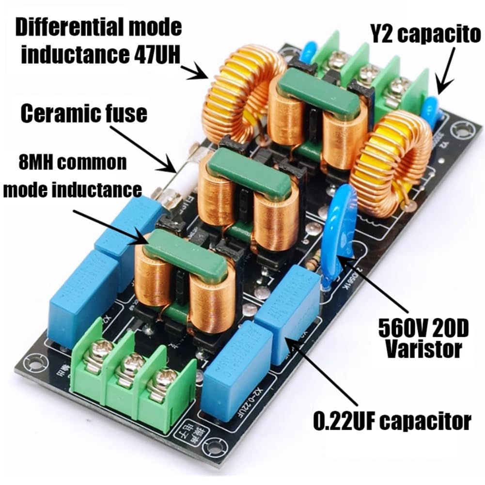 Filtre Audio à Quatre Niveaux Alimentation AC 220 V 110 V Mode Différentiel Mode Commun Règles de Sécurité EMC FCC 16A