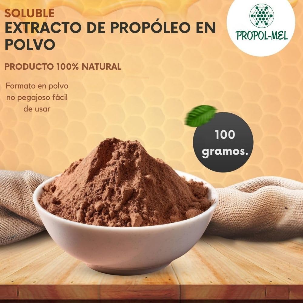 Extracto de Propóleo en Polvo Soluble | 100 gramos | 100% Natural | Soluble en Agua y Líquidos | Própolis Natural | Ideal para Bebidas y Recetas