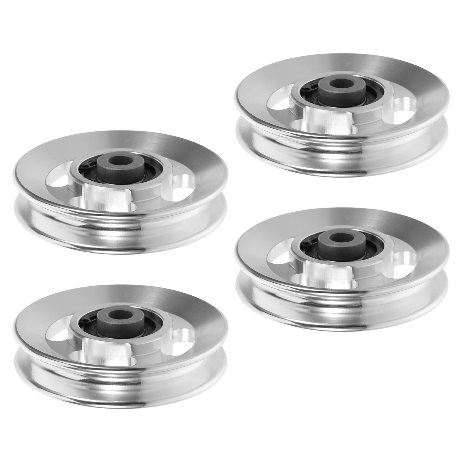 4 Poleas de Aluminio para Equipo de Gimnasio Movimiento Estable y Funcionamiento Silencioso, Accesorio de Entrenamiento para Miembros Superiores Color Plata