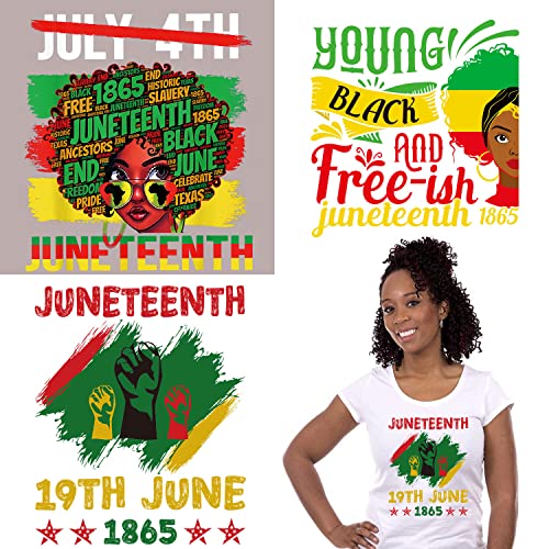 3 Sheets Juneteenth Heat Transfer Vinyl Stickers Juneteenth Decorations Independence Day Iron On Decals Memorial Day Iron On Transfers Patches Supplies For T Shirts Backpack Clothing Hat Pillow #TOP1
