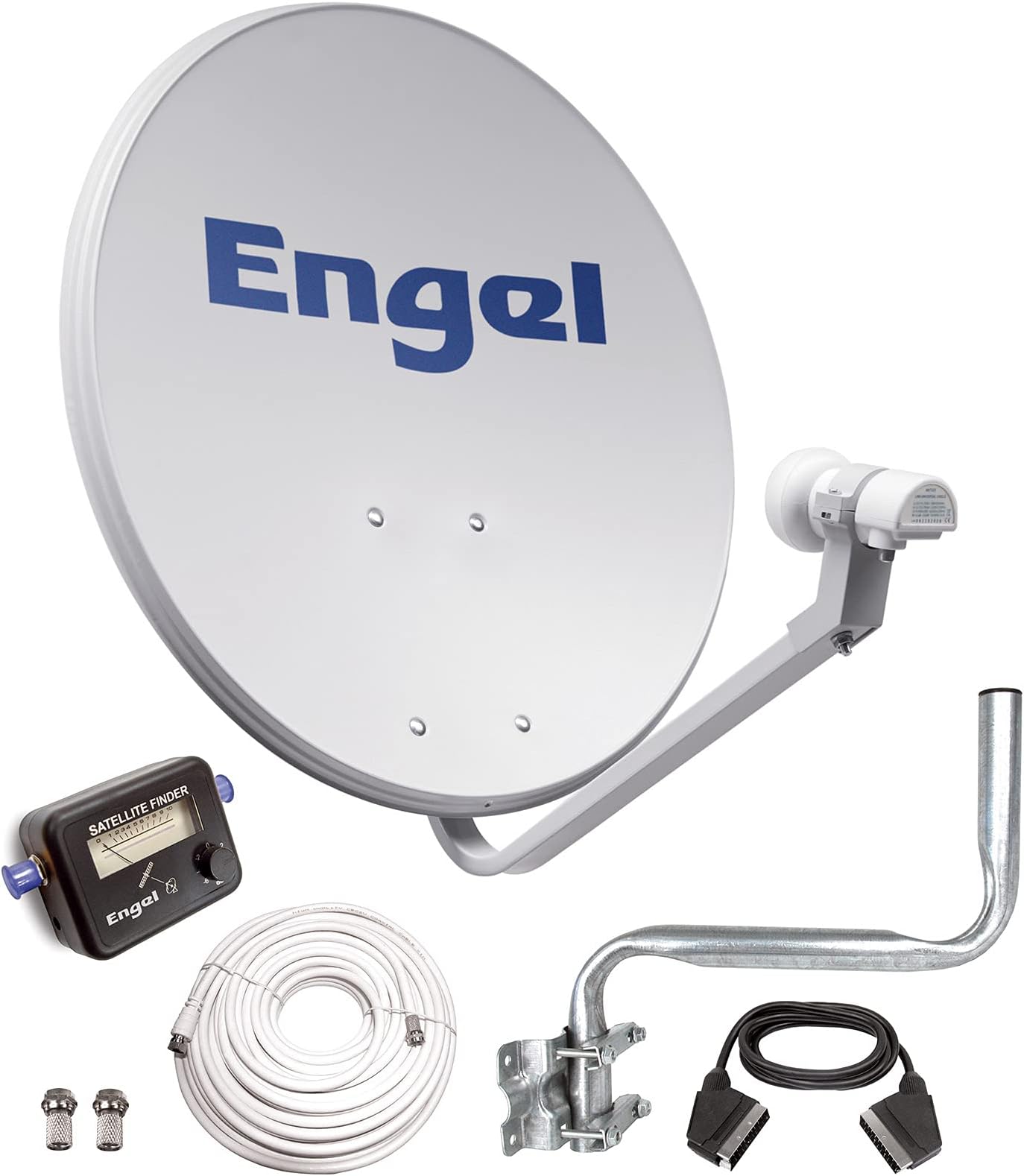 Engel AN0432E Satellite Antenna 80 cm, Wall Mount, LNB, Satellite Finder, White