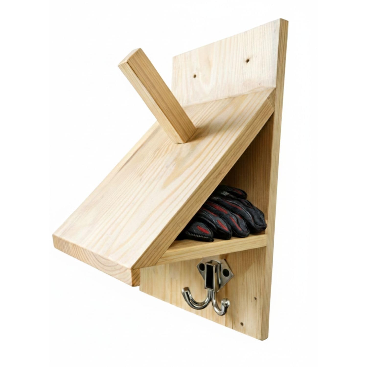 AMAZBIRD Wooden Helmet Wall Mount Organizer - Image 1