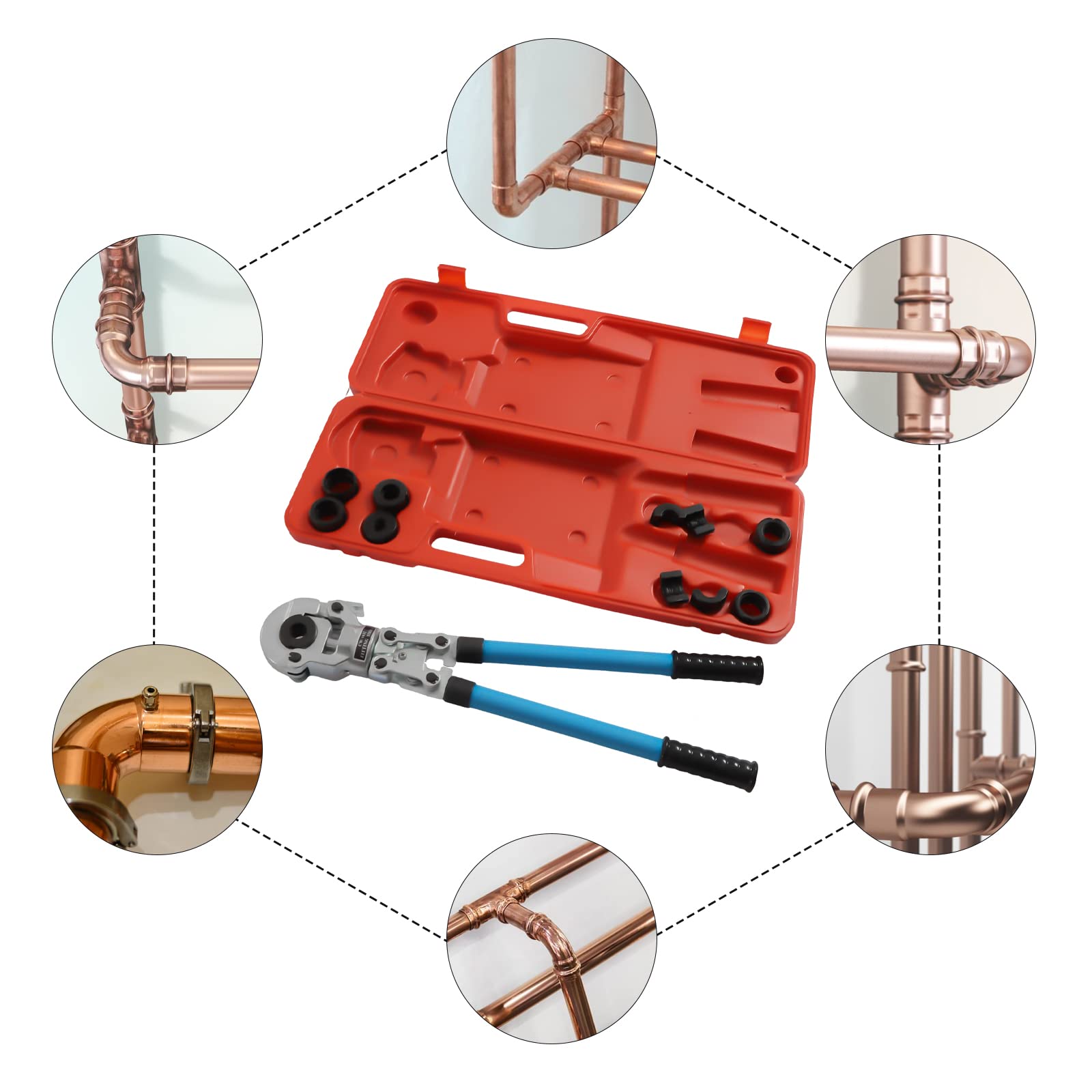 Profi Presszange Set - Für Kupferrohr & Verbundrohr Mit V- Und TH-Konturen