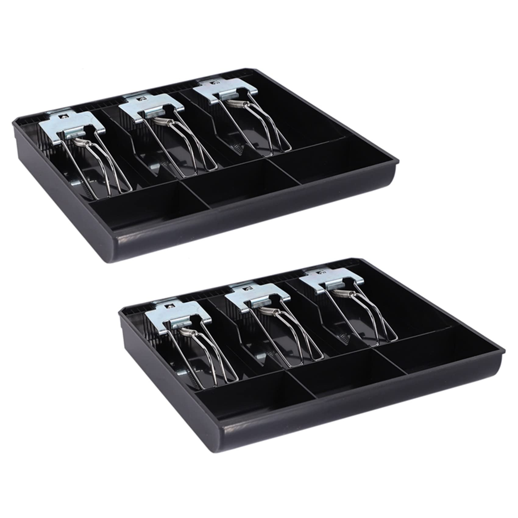 Hndhbfgrt 2X 3-Grid Money Cash Coin Register Insert Tray Replacement Cashier Drawer Storage Register Tray Box Classify Store