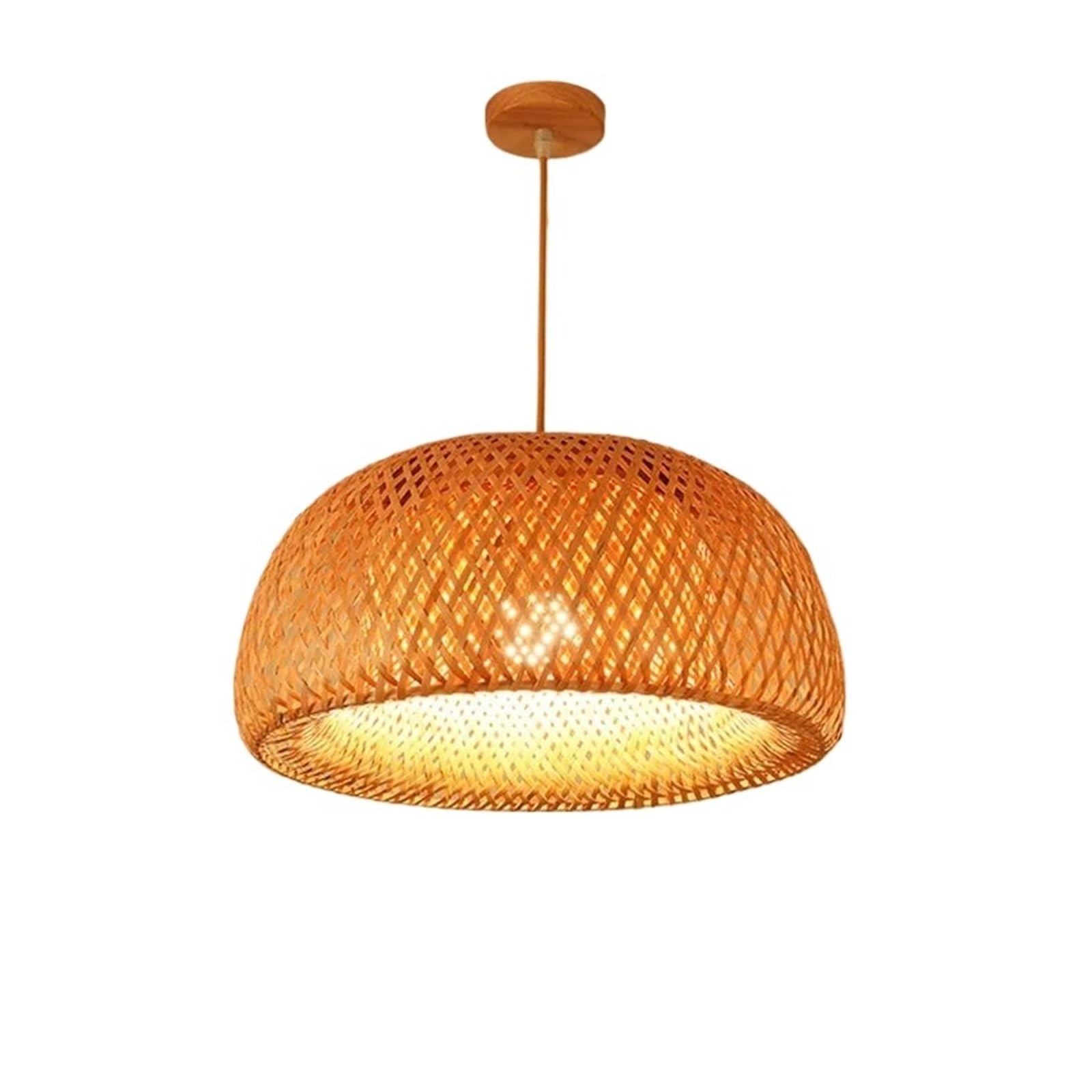 Bdfjeds No Bulb Pendant Lights Shade Lantern 38Cm Pendant Lamp Natural Rattan Wicker E27 Led Chandeliers Hand-Woven Lampshades Lighting Fixture Hanging Light(38Cm-Style Q)