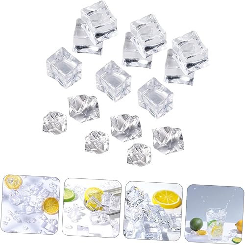 Miniatura 5 de Abaodam 40 piezas de piedras de whisky de plástico simulado, bloques de hielo falsos, cubos de hielo artificiales, cubos de hielo decorativos de