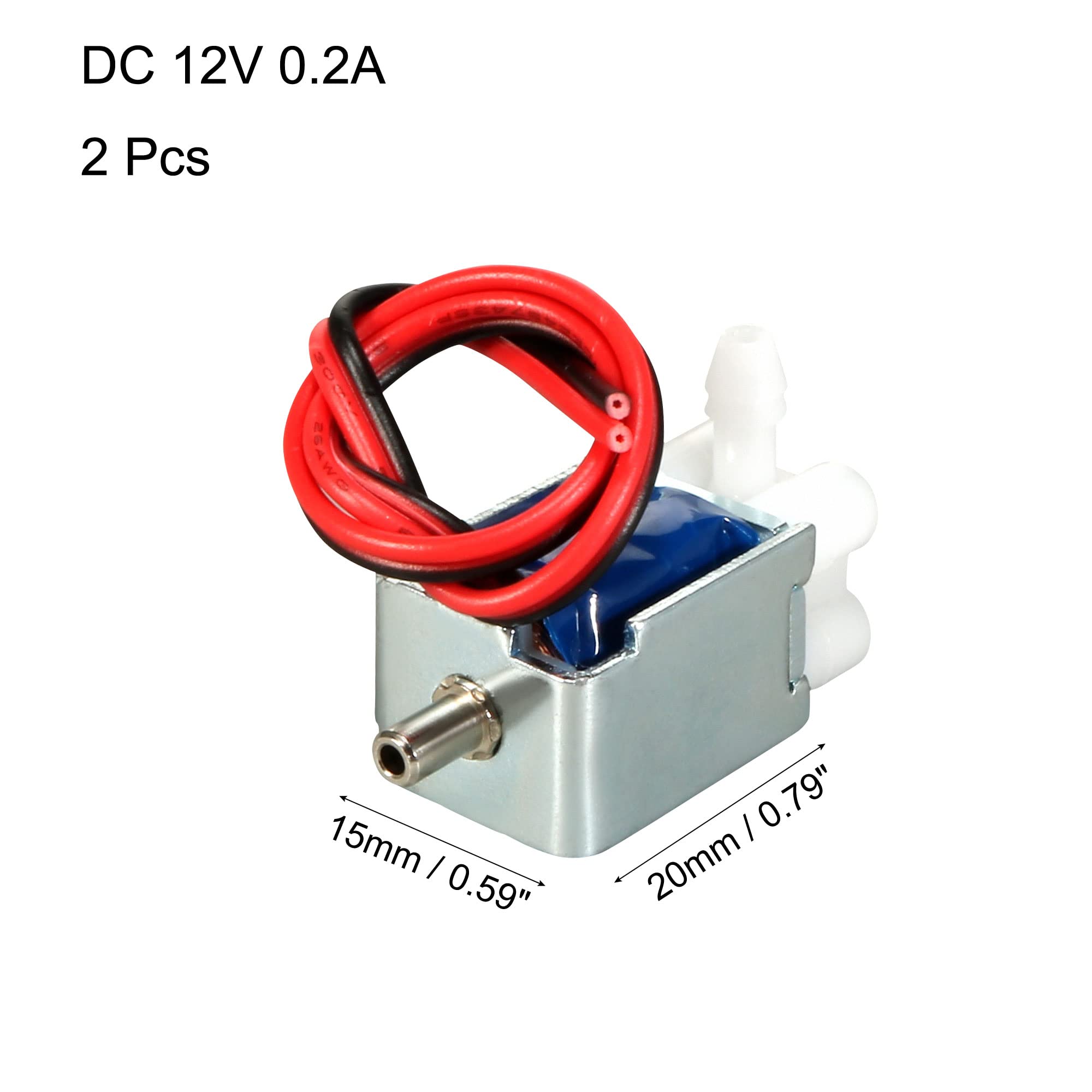 sourcing map Mini-Magnetventil, normal geöffnet, DC12V 0.16A Luftmagnetventil