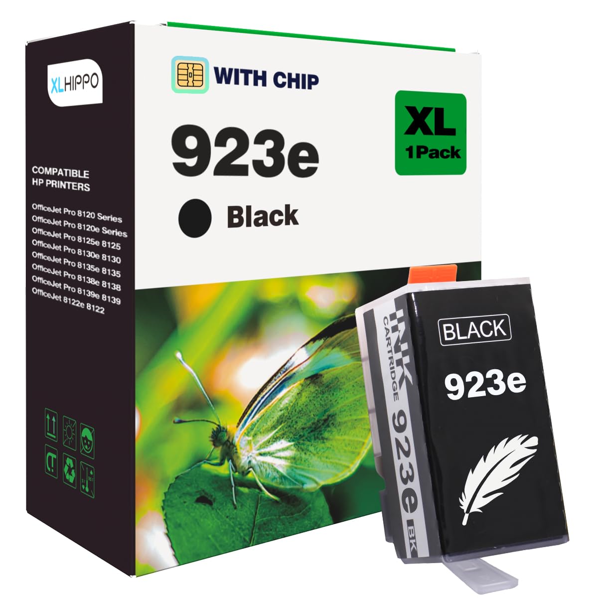 XLhippo 923e 923XL Black Replacement for HP 923 Black Ink Cartridgs for HP Printers Office Jet Pro 8125e 8135e 8138e 8139e 8130 8130e Series OfficeJet