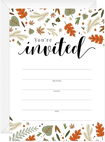 Miniatura 10 de Canopy Street Invitación de despedida de soltera con relleno floral de otoño, 25 invitaciones de despedida de soltera con flores de otoño con sobres