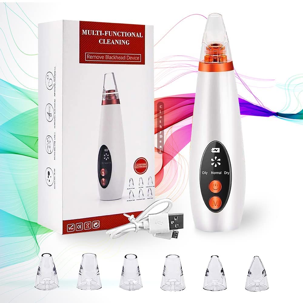 Stratize 6 in 1 Multi-Function Blackhead Remover With Pore & Pimples Cleaner Upgraded Chargeable Vacuum Machine | With 6 Changeable Functional Heads| Facial Acne Vacuum (removel_1) (RMOV#52)
