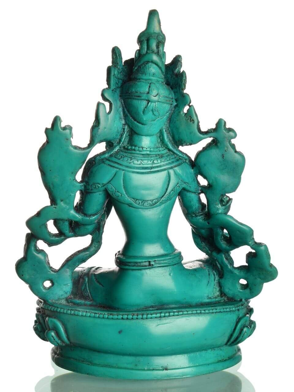 Statua di Buddha verde in resina, turchese, 15 cm