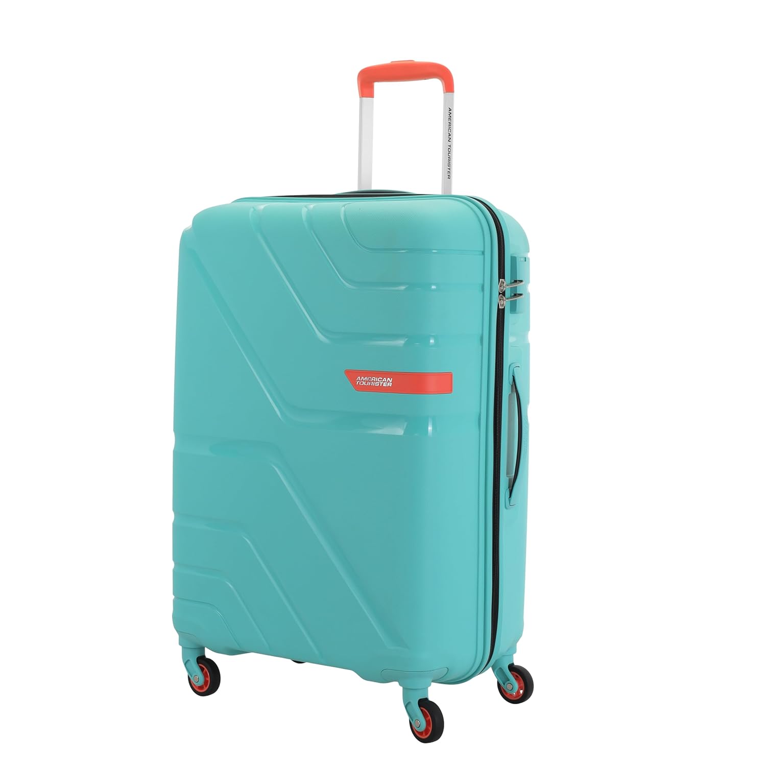 American Tourister Upland Sport 68 CM Medium Checkin Polypropylene (PP) Hard 4 Wheels Spinner Luggage/Suitcase/Trolley Bag for Travel (Pool Blue)