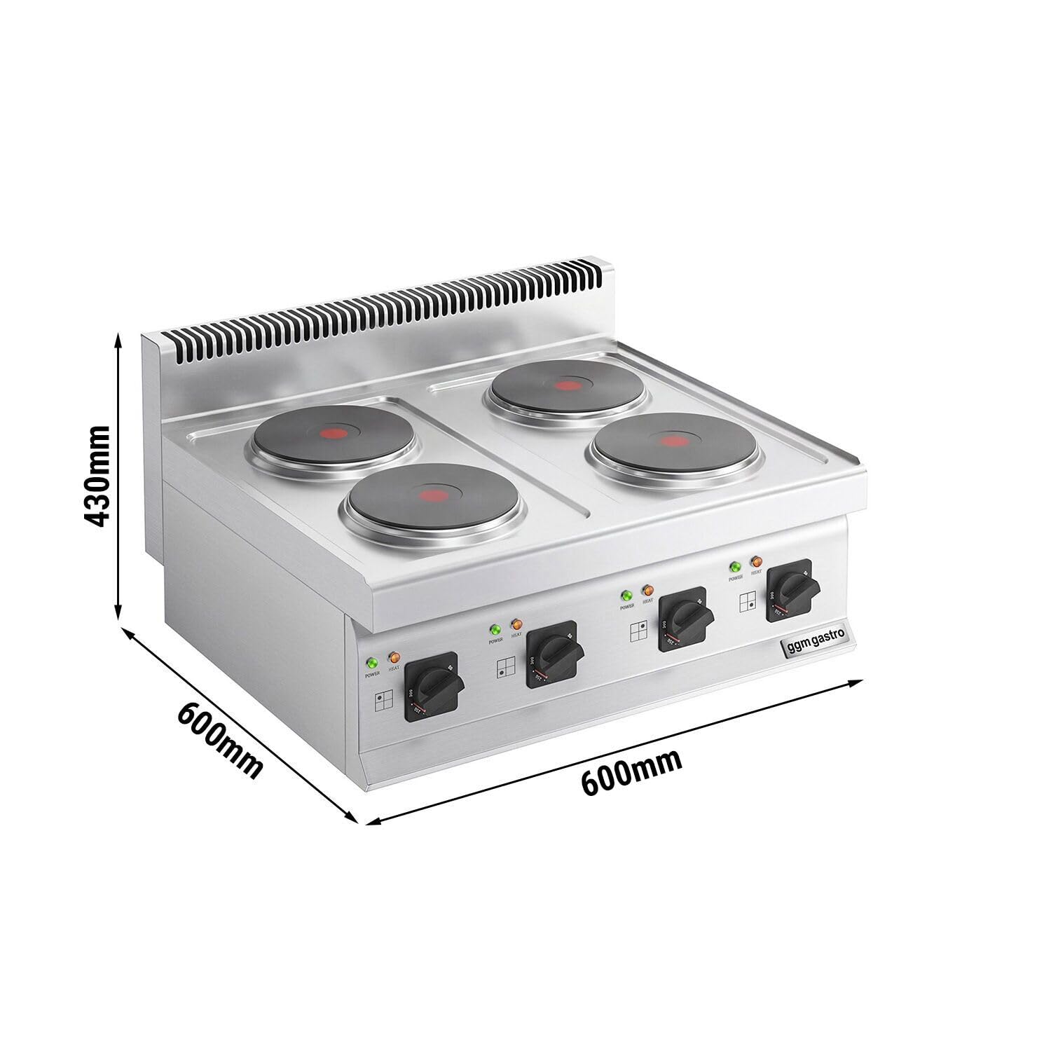 GGM Gastro | EHK66-E | Elektroherd - 8 kW - 4 Platten Rund