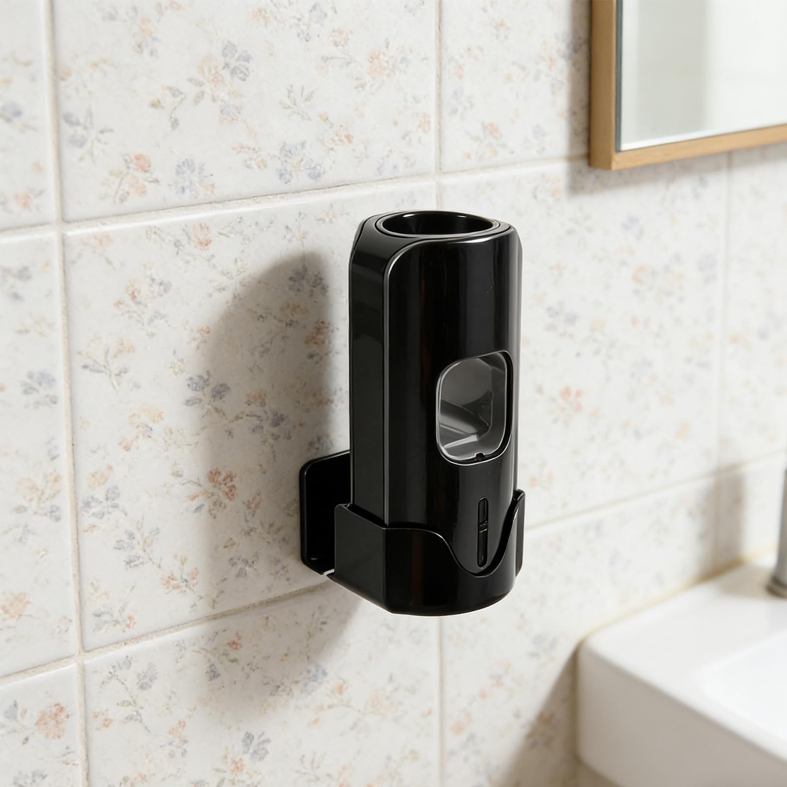 SHINEOFI Dispenser Automatico di Dentifricio e Porta Spazzolini da Bagno in Plastica Nero con Estrusione senza Contatto e Montaggio a Parete per Vanità Affollate