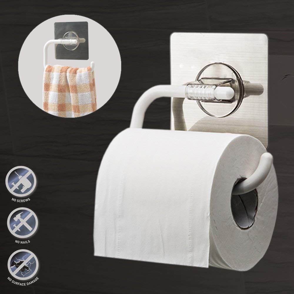 Delight Fashion Hub Home Reside Simple and Fashion Waterproof Bathroom Toilet Tissue Paper Roll Holder with Magic Flexible Sticker-(1-PCS)